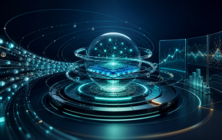 AI for SAP Finance visualized as transaction, forecasting and anomaly signals converging into a governed analytical core