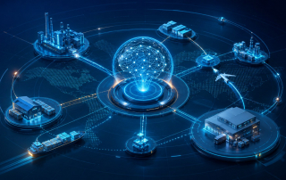 AI for SAP supply chains visualized as a connected supply network coordinated by predictive intelligence