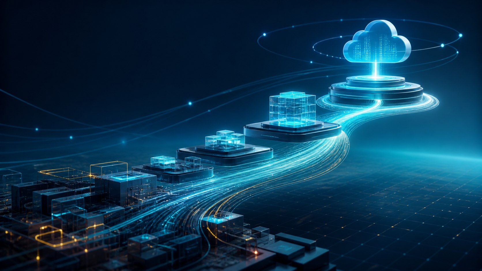 RISE with SAP transformation visualized as an enterprise landscape ascending toward a streamlined cloud operating model