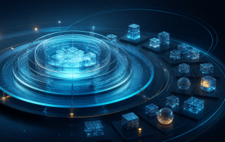 SAP clean core visualized as a protected digital core with extensions separated on an outer platform