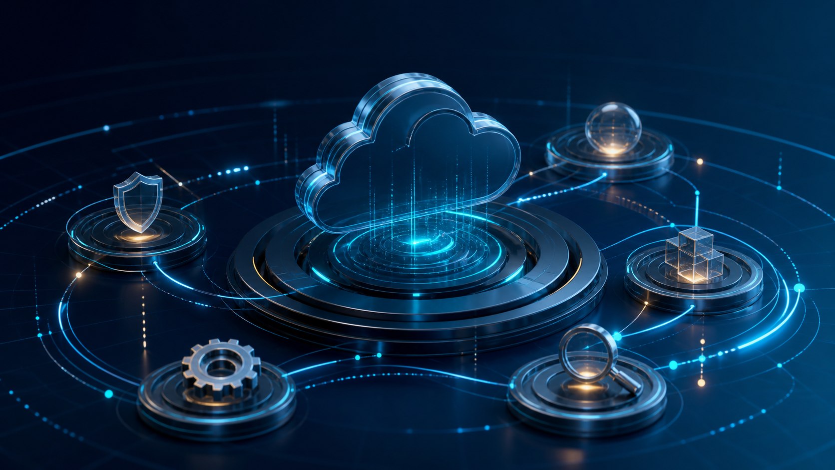 SAP Cloud ALM and operations visualized as a monitoring fabric around a stable cloud application core