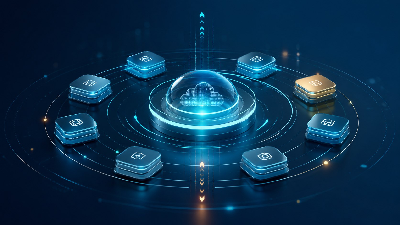 SAP Cloud ERP subscription strategy visualized as modular services orbiting a stable enterprise core