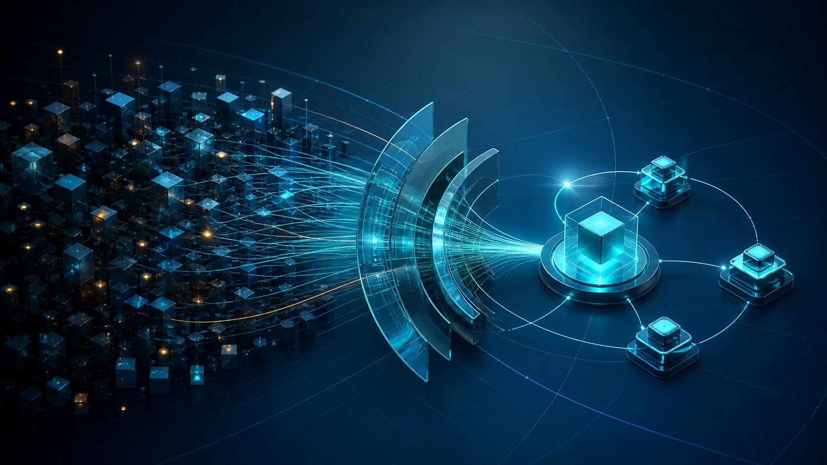 SAP custom code remediation visualized as a dense legacy landscape simplified into clean governed extensions