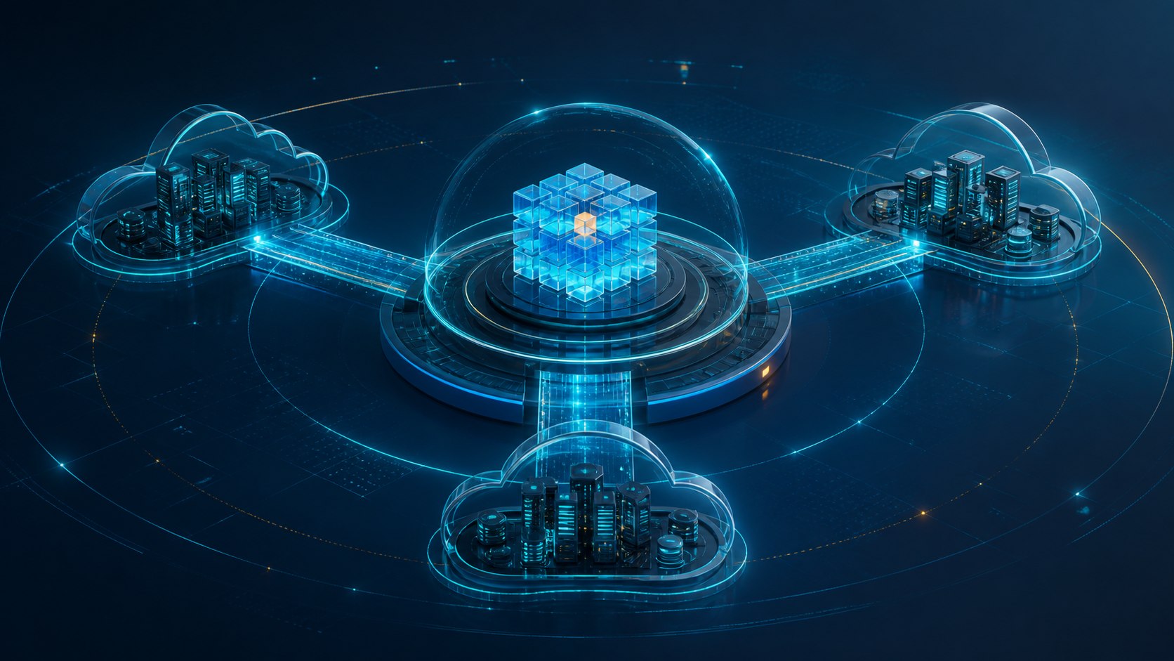 SAP on hyperscalers visualized as a resilient enterprise workload connected across multiple cloud regions